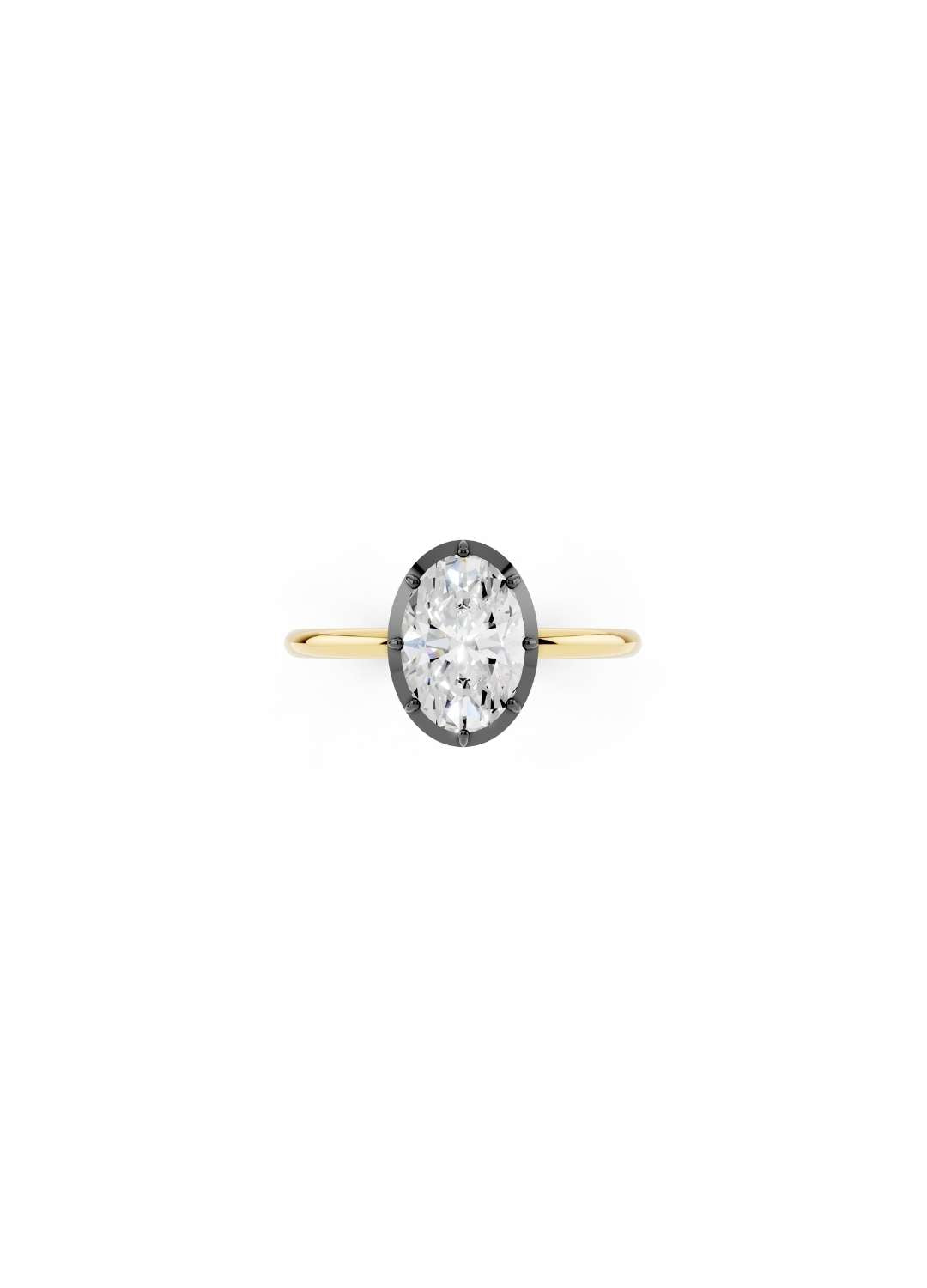 Oval Diamond Button Back Ring Image 2