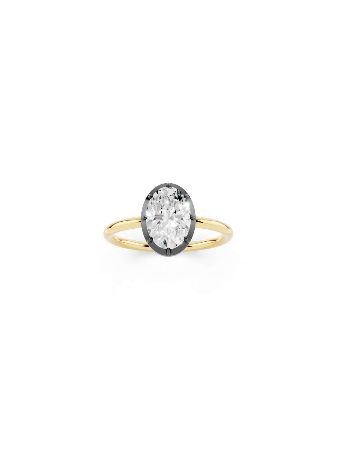 Oval Diamond Button Back Ring Image 1