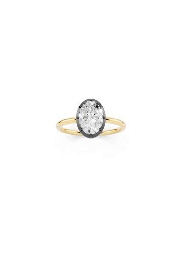Oval Diamond Button Back Ring Image 1