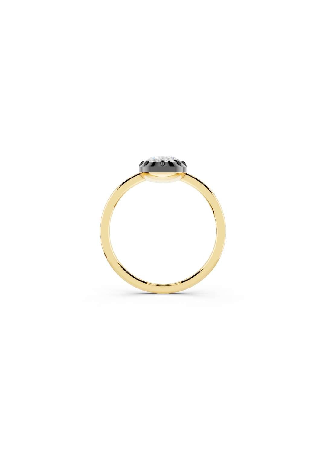 Oval Diamond Button Back Ring Image 3