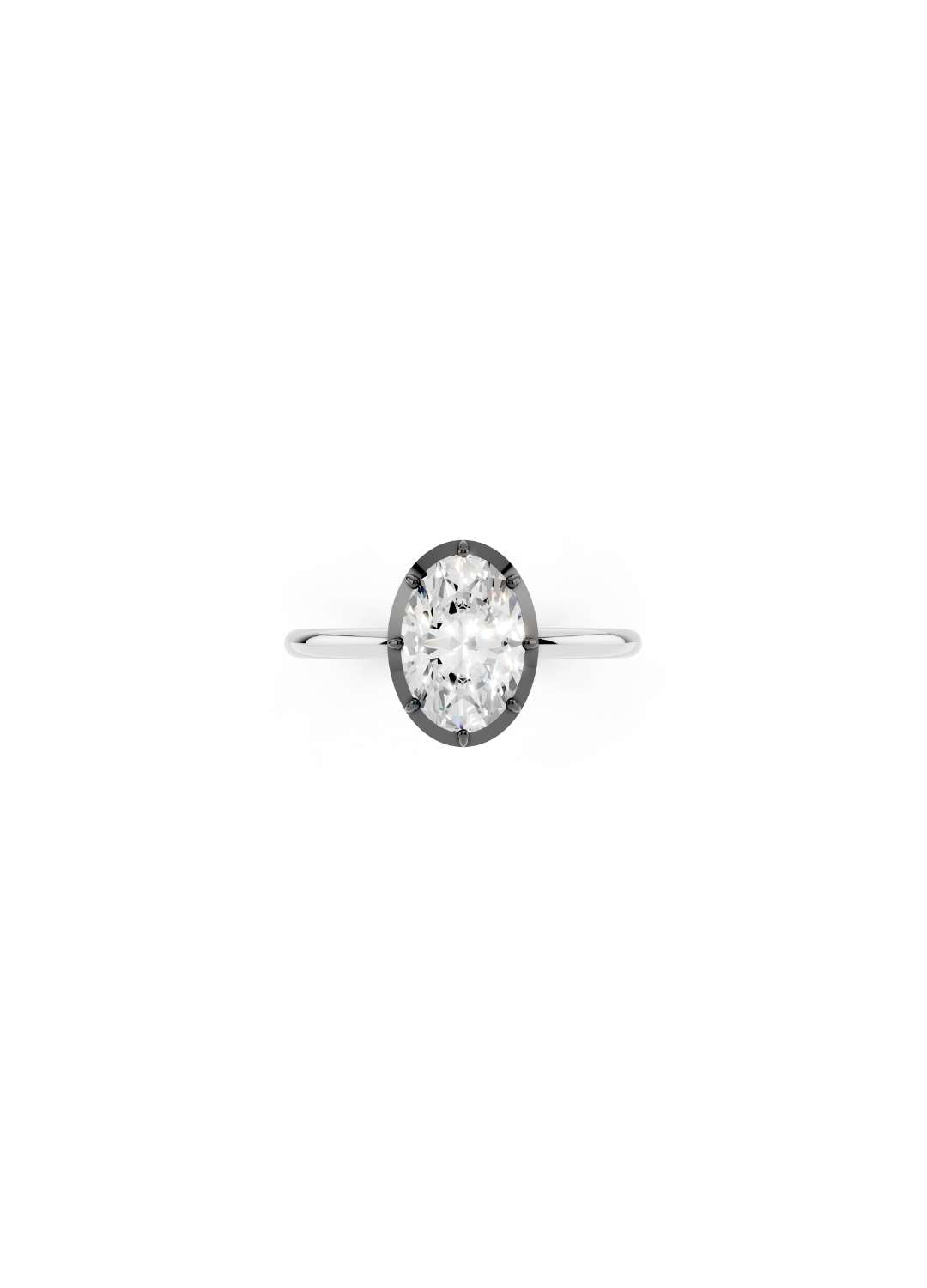 Oval Diamond Button Back Ring Image 7