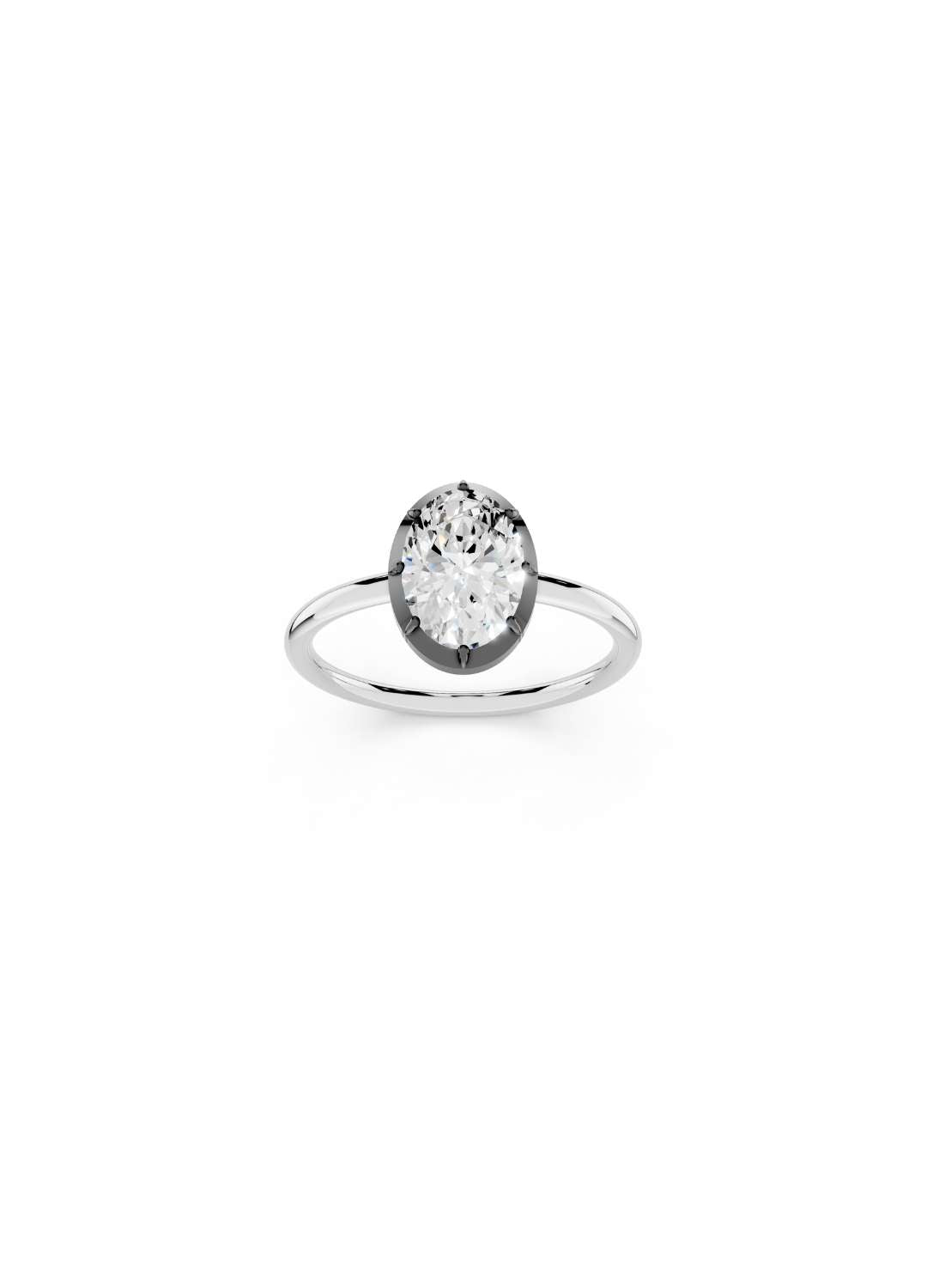 Oval Diamond Button Back Ring Image 6