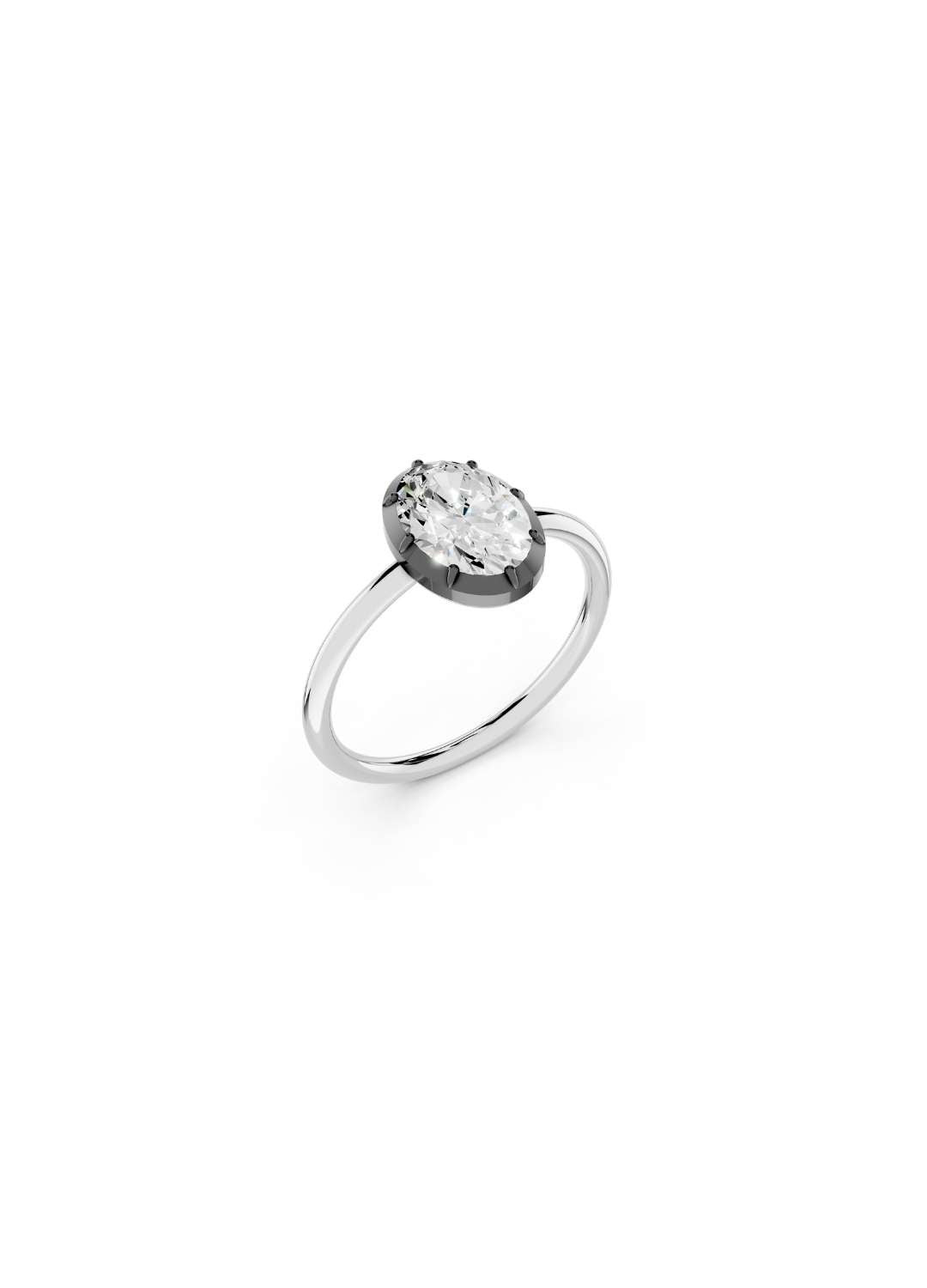 Oval Diamond Button Back Ring Image 10