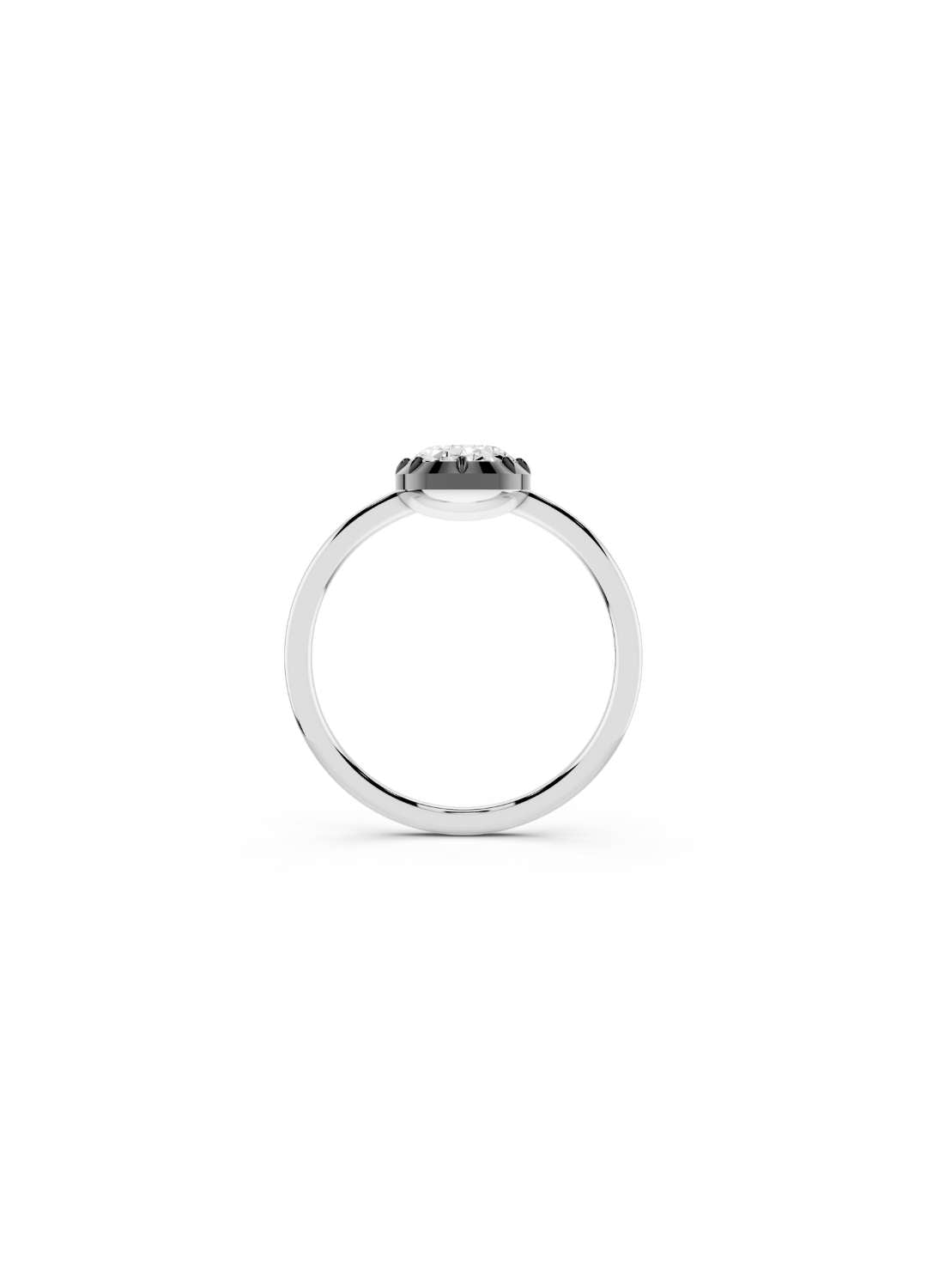 Oval Diamond Button Back Ring Image 8