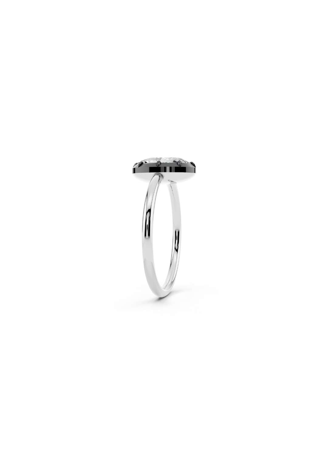Oval Diamond Button Back Ring Image 9