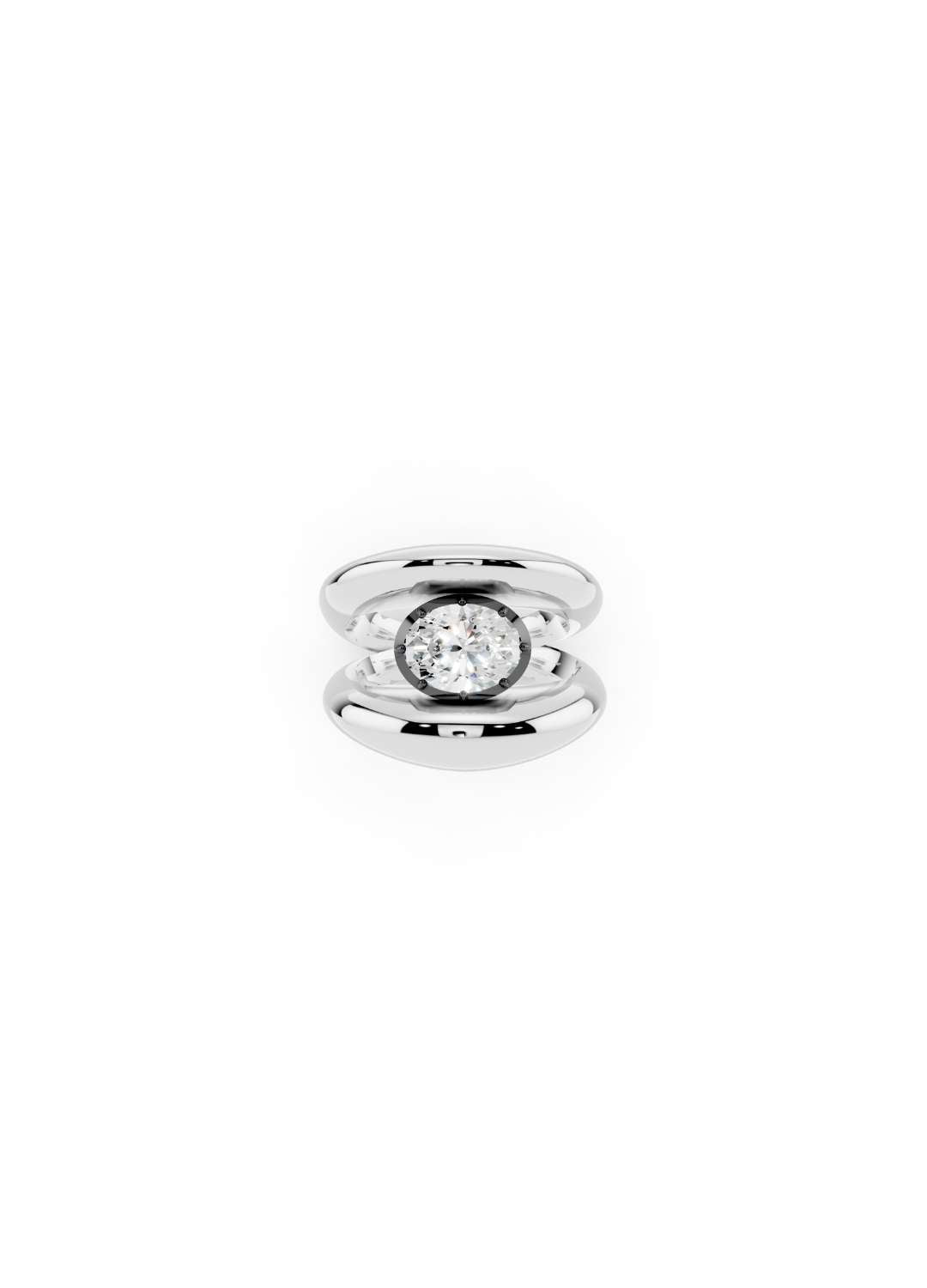 Oval Diamond Cut-Down Ring Image 5