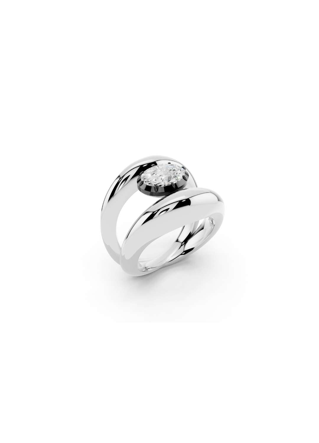 Oval Diamond Cut-Down Ring Image 6