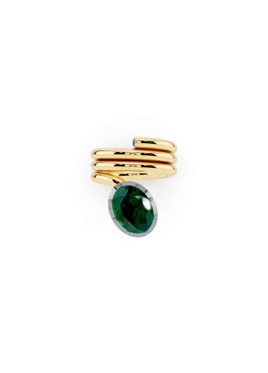Oval Emerald Coil Ring Image 1