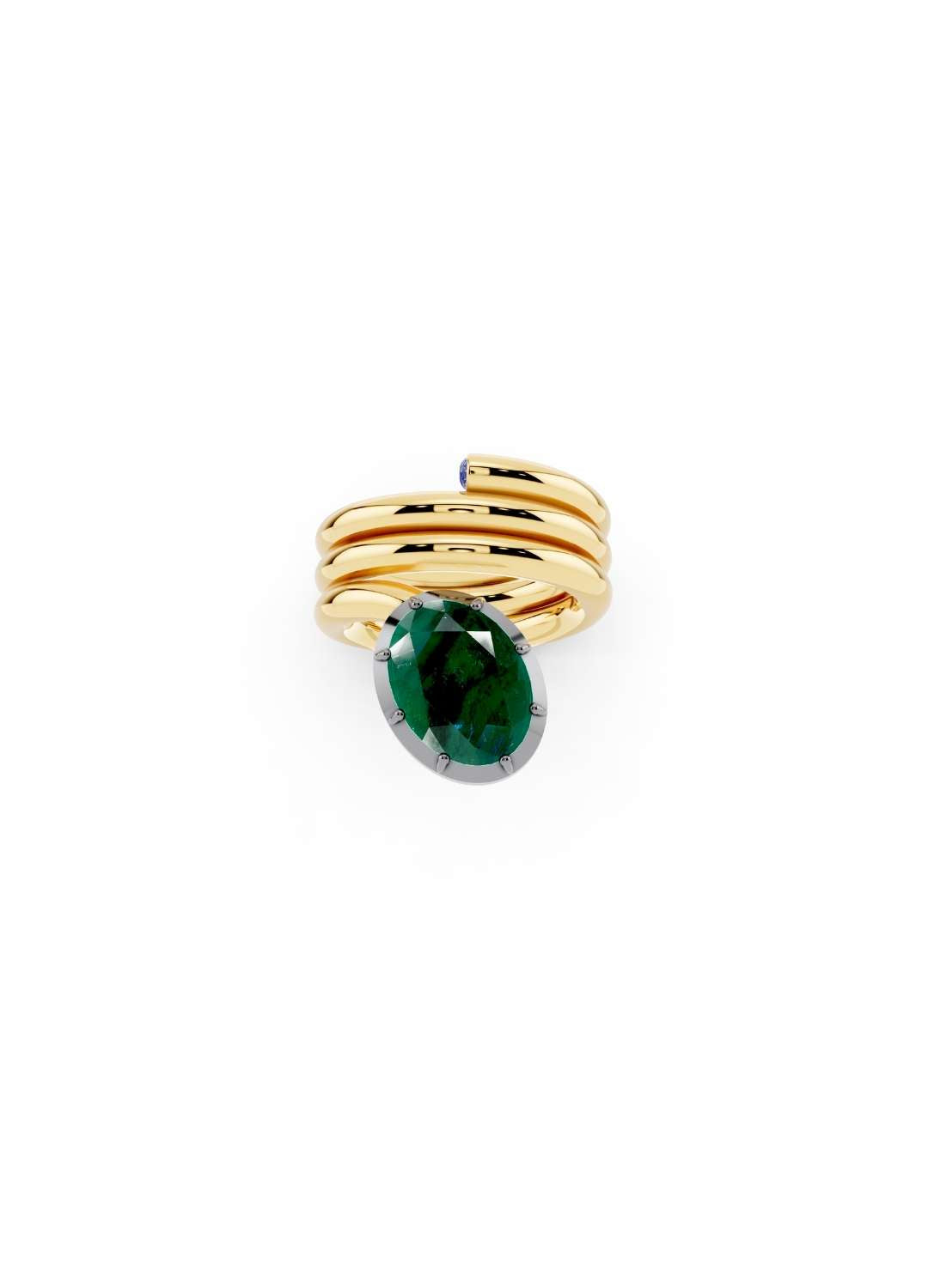 Oval Emerald Coil Ring Image 4