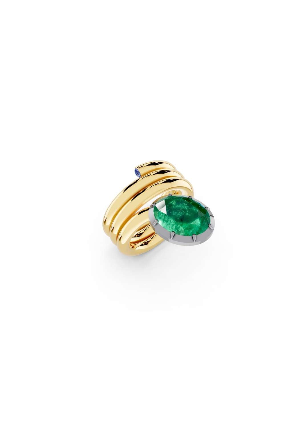Oval Emerald Coil Ring Image 1
