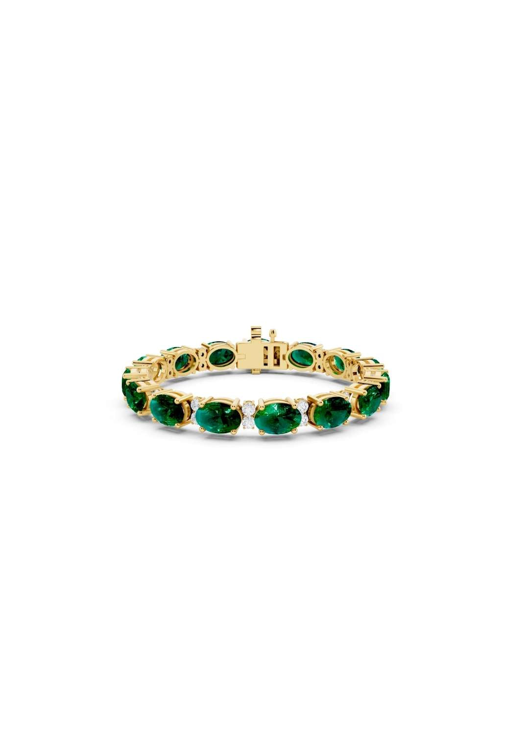 Oval Emerald and Diamond Tennis Bracelet Image 1