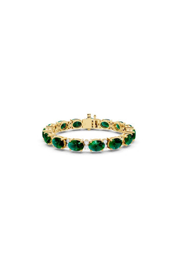 Oval Emerald and Diamond Tennis Bracelet Image 1