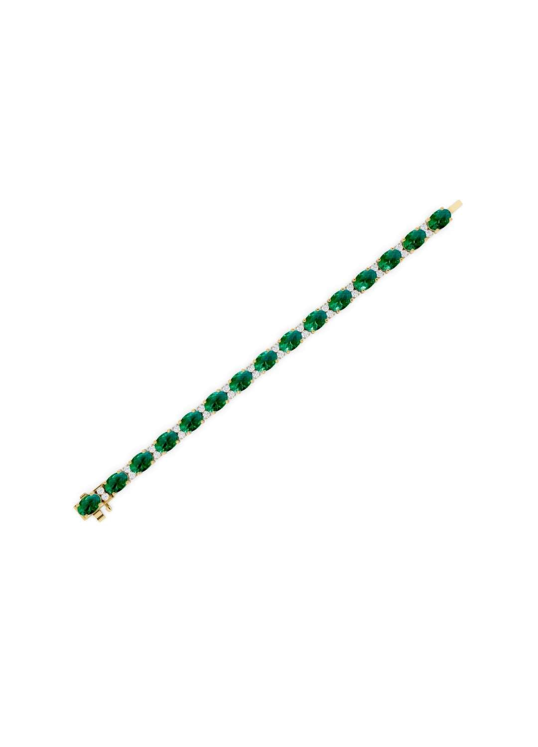Oval Emerald and Diamond Tennis Bracelet Image 4