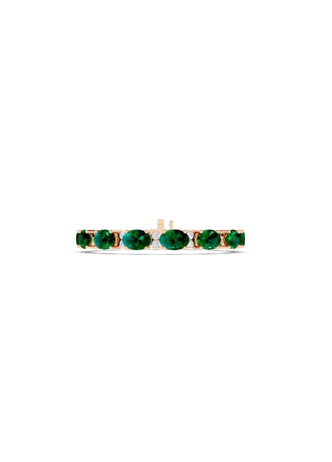 Oval Emerald and Diamond Tennis Bracelet Image 6