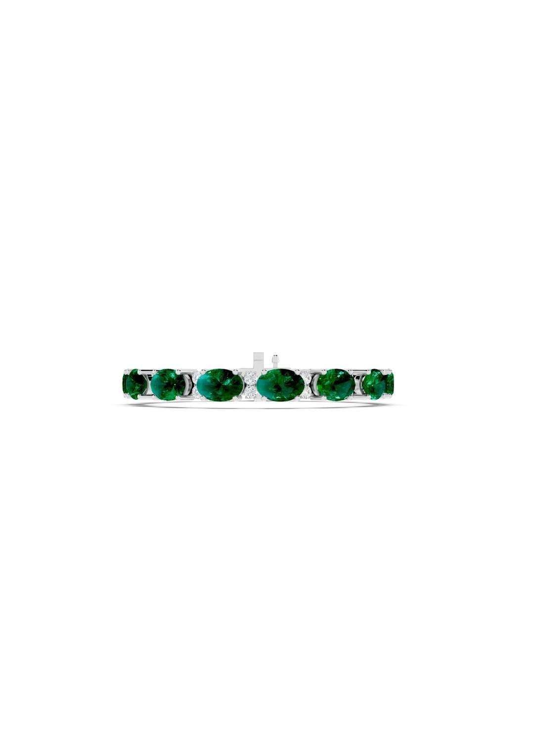 Oval Emerald and Diamond Tennis Bracelet Image 10