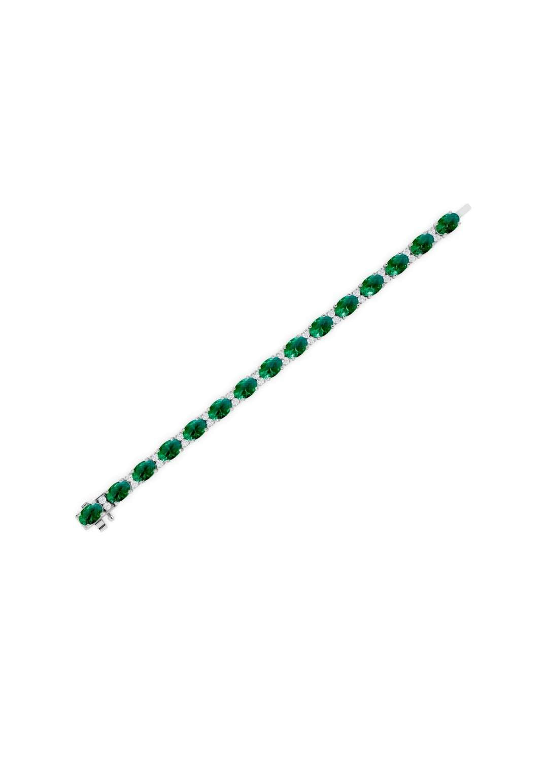 Oval Emerald and Diamond Tennis Bracelet Image 12