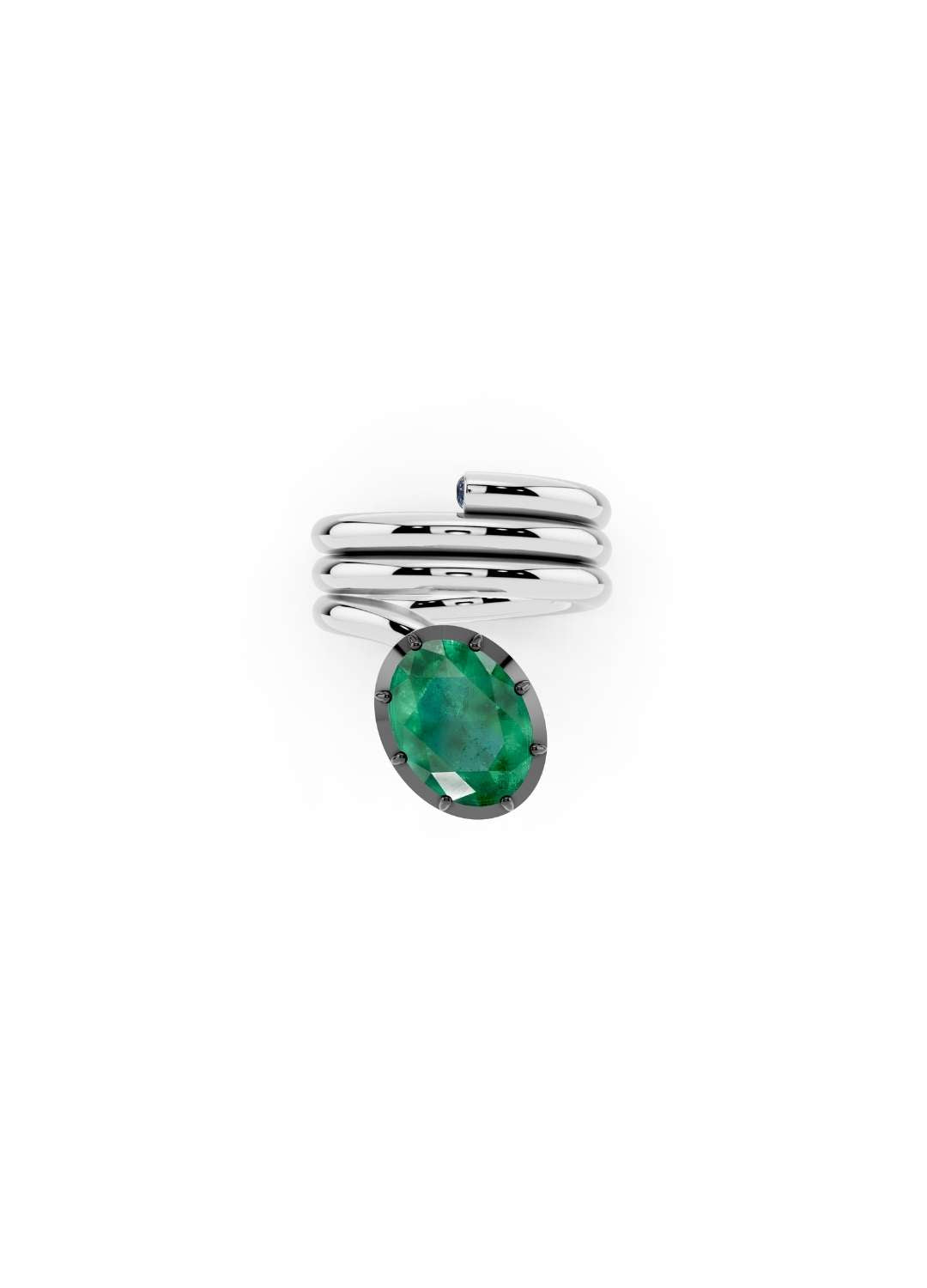 Oval Emerald Coil Ring Image 6