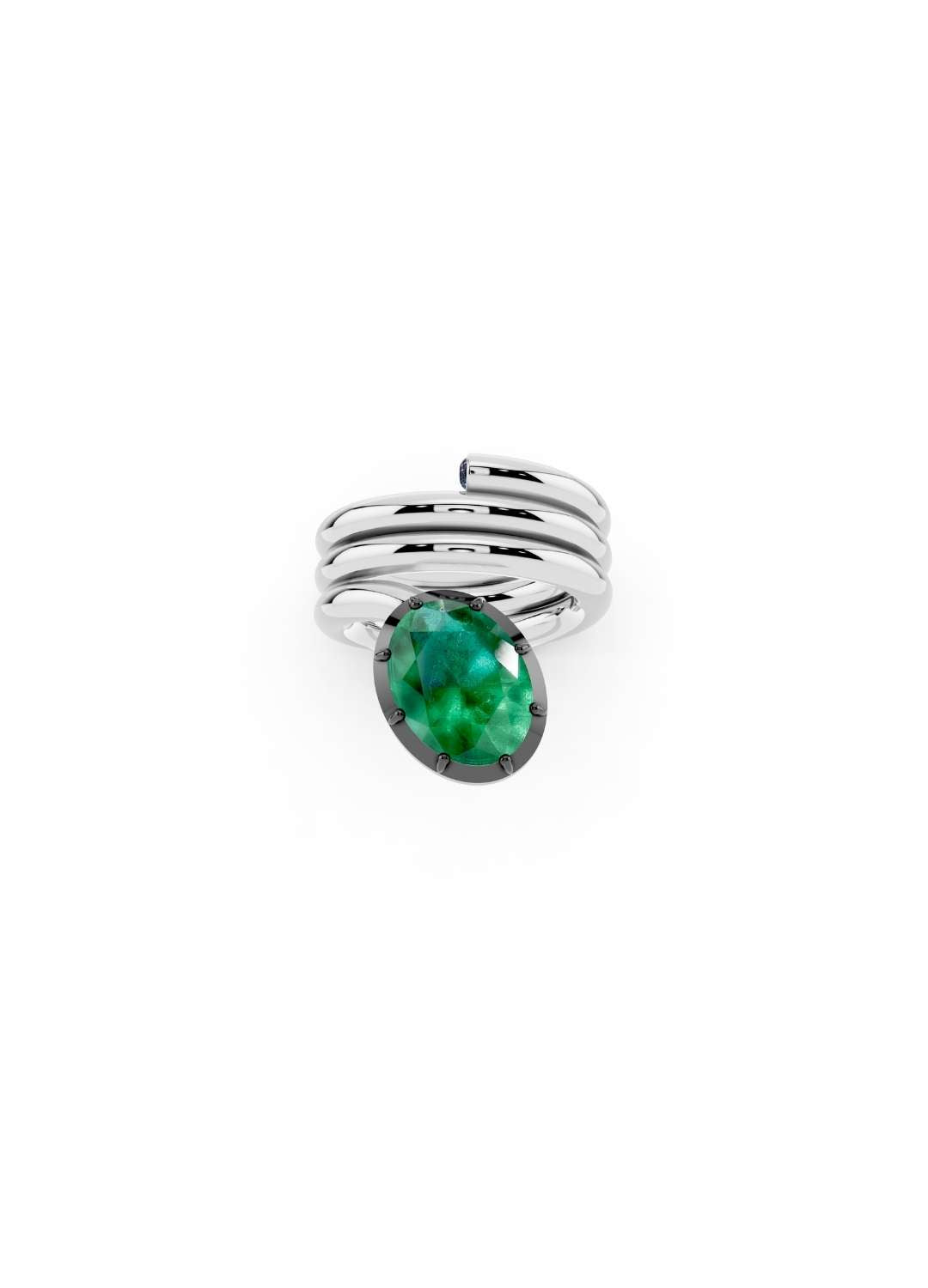 Oval Emerald Coil Ring Image 7