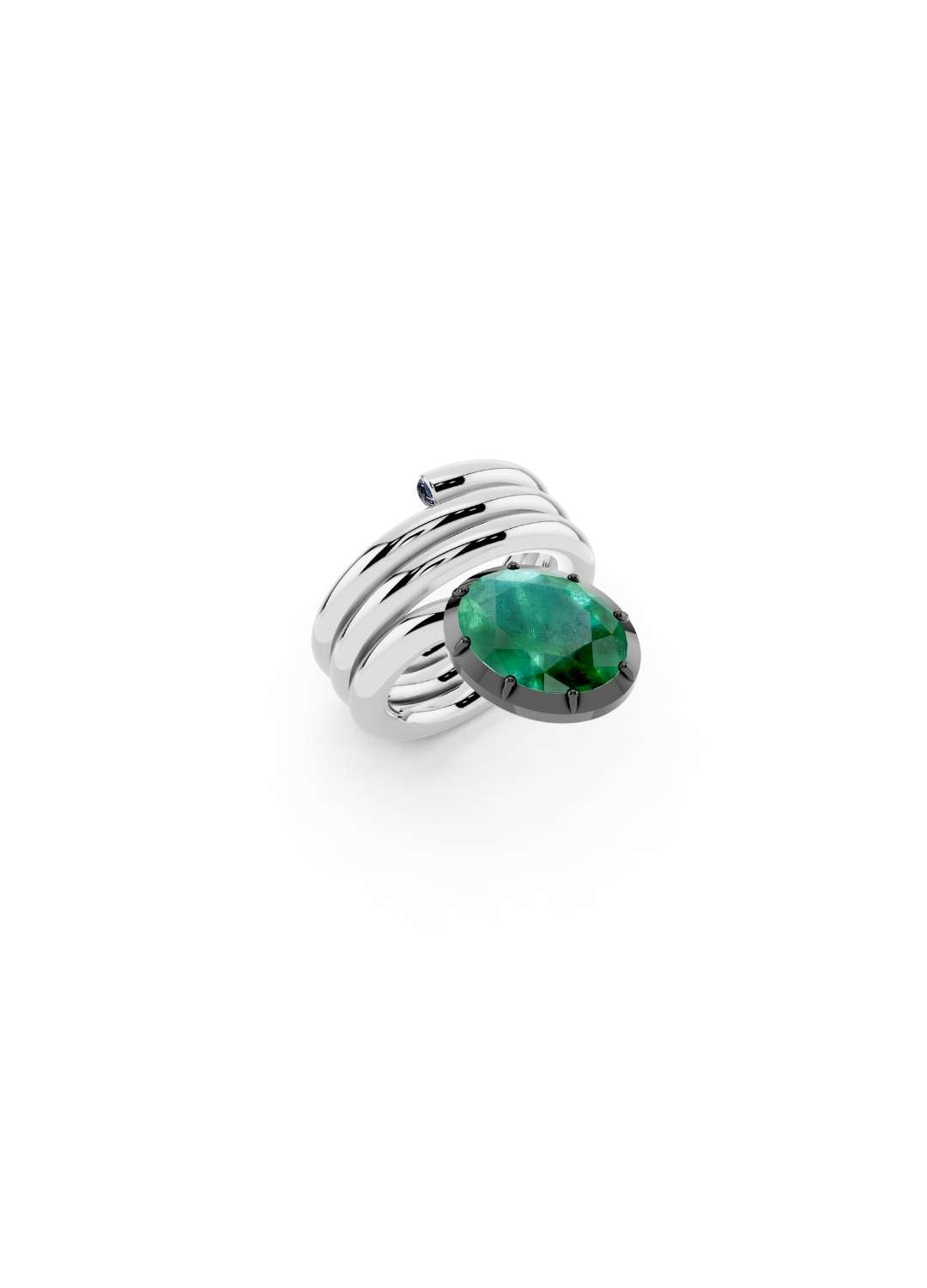 Oval Emerald Coil Ring Image 8