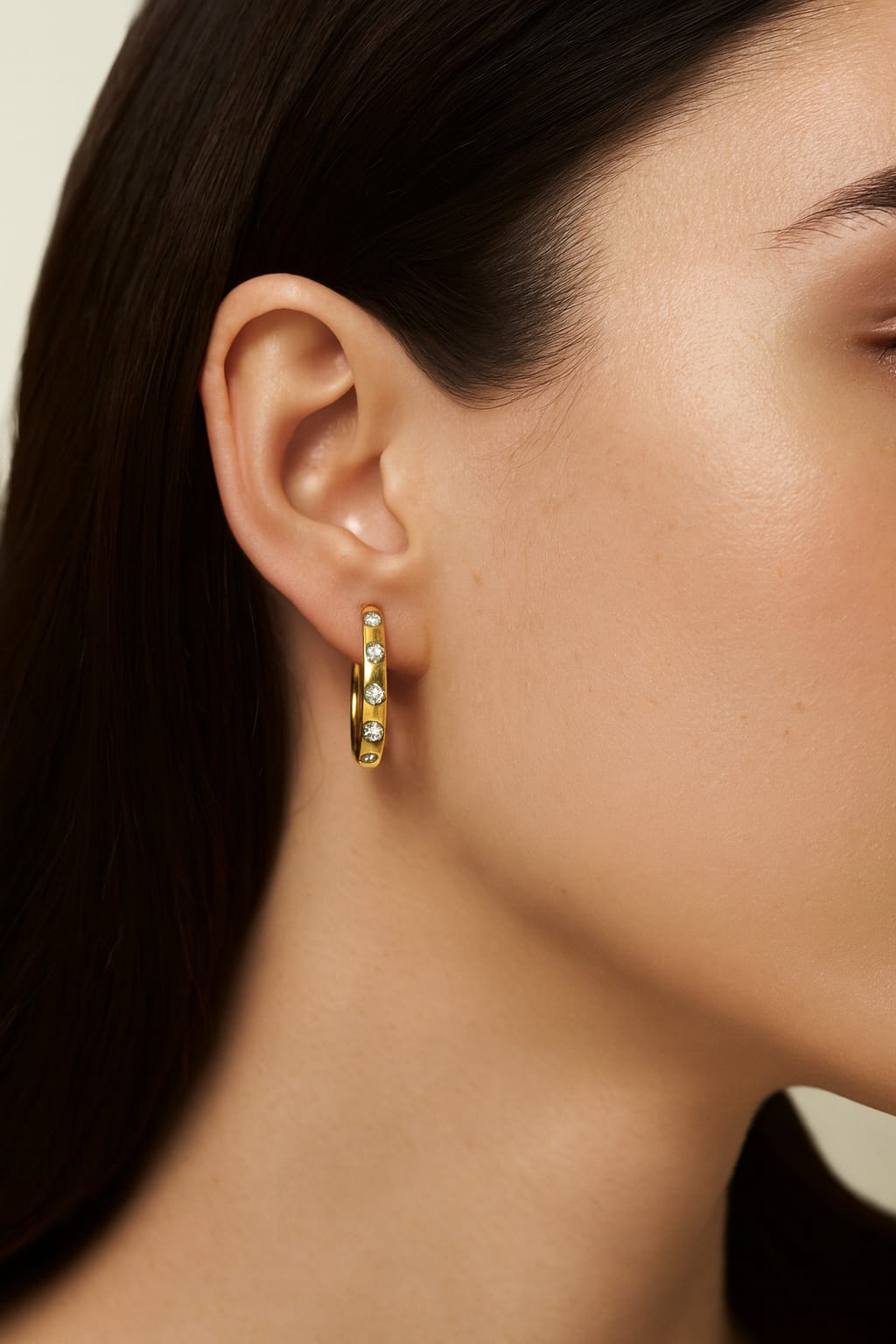 Bezel Diamond Hoop Earrings