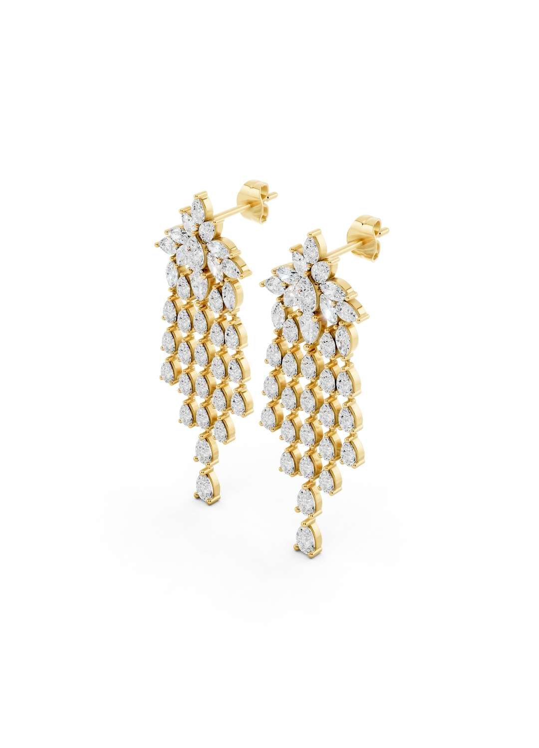 Pear Diamond Cascade Earrings Image 4