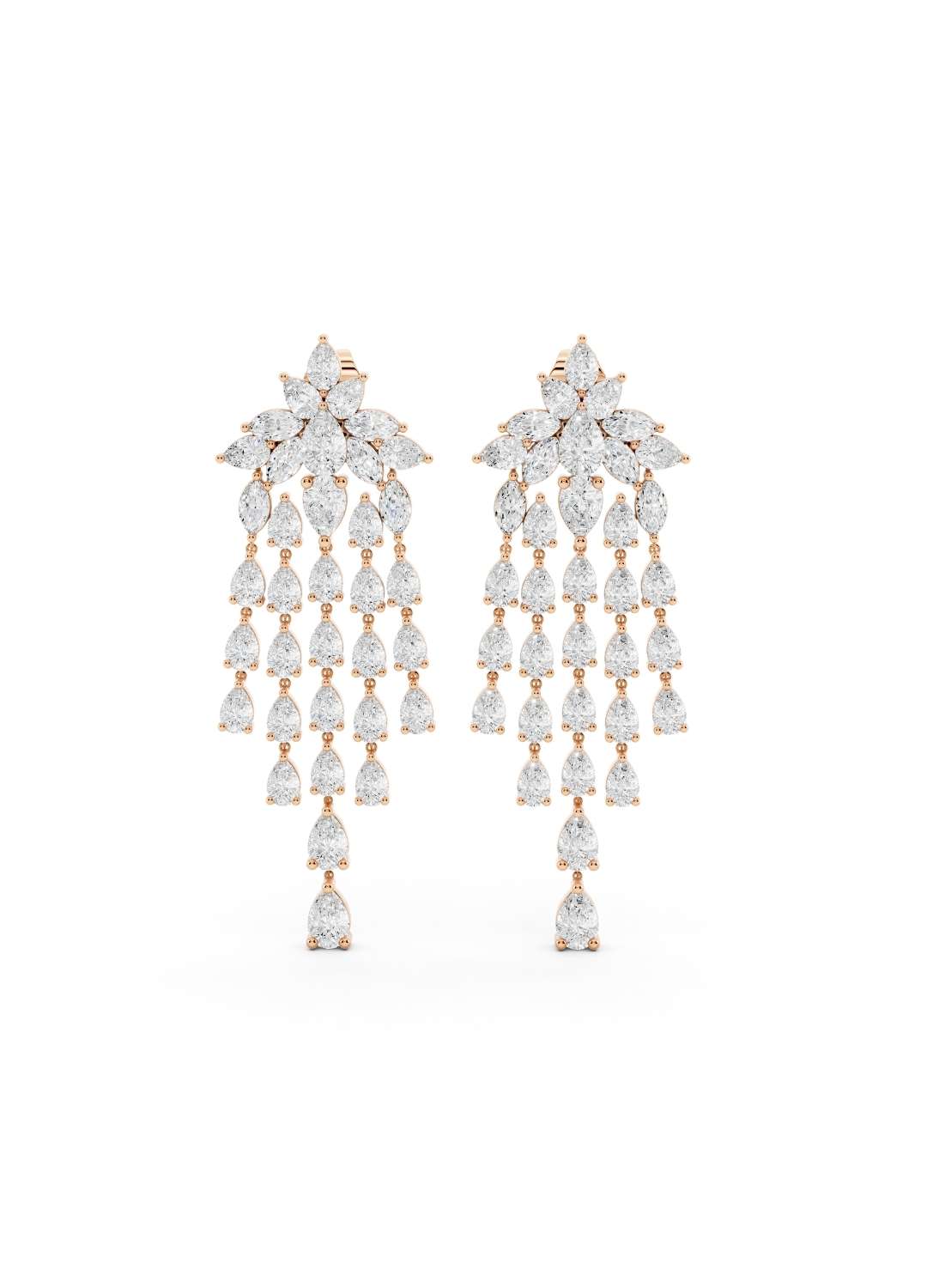 Pear Diamond Cascade Earrings Image 6