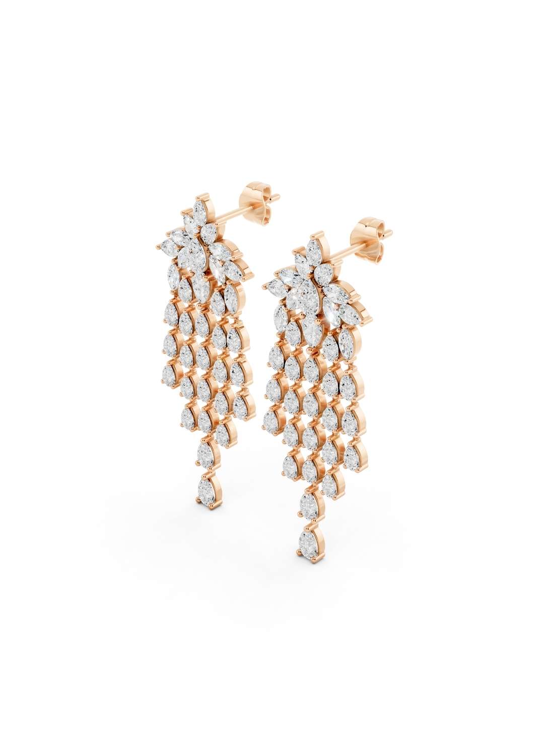 Pear Diamond Cascade Earrings Image 9