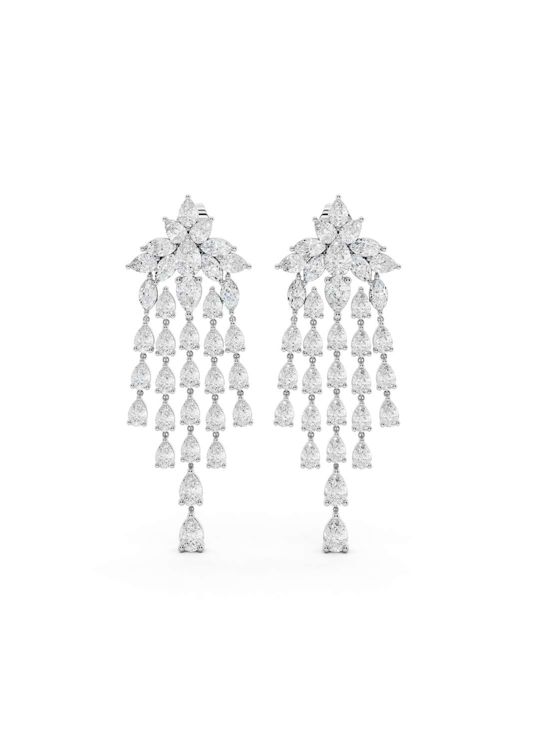 Pear Diamond Cascade Earrings Image 11