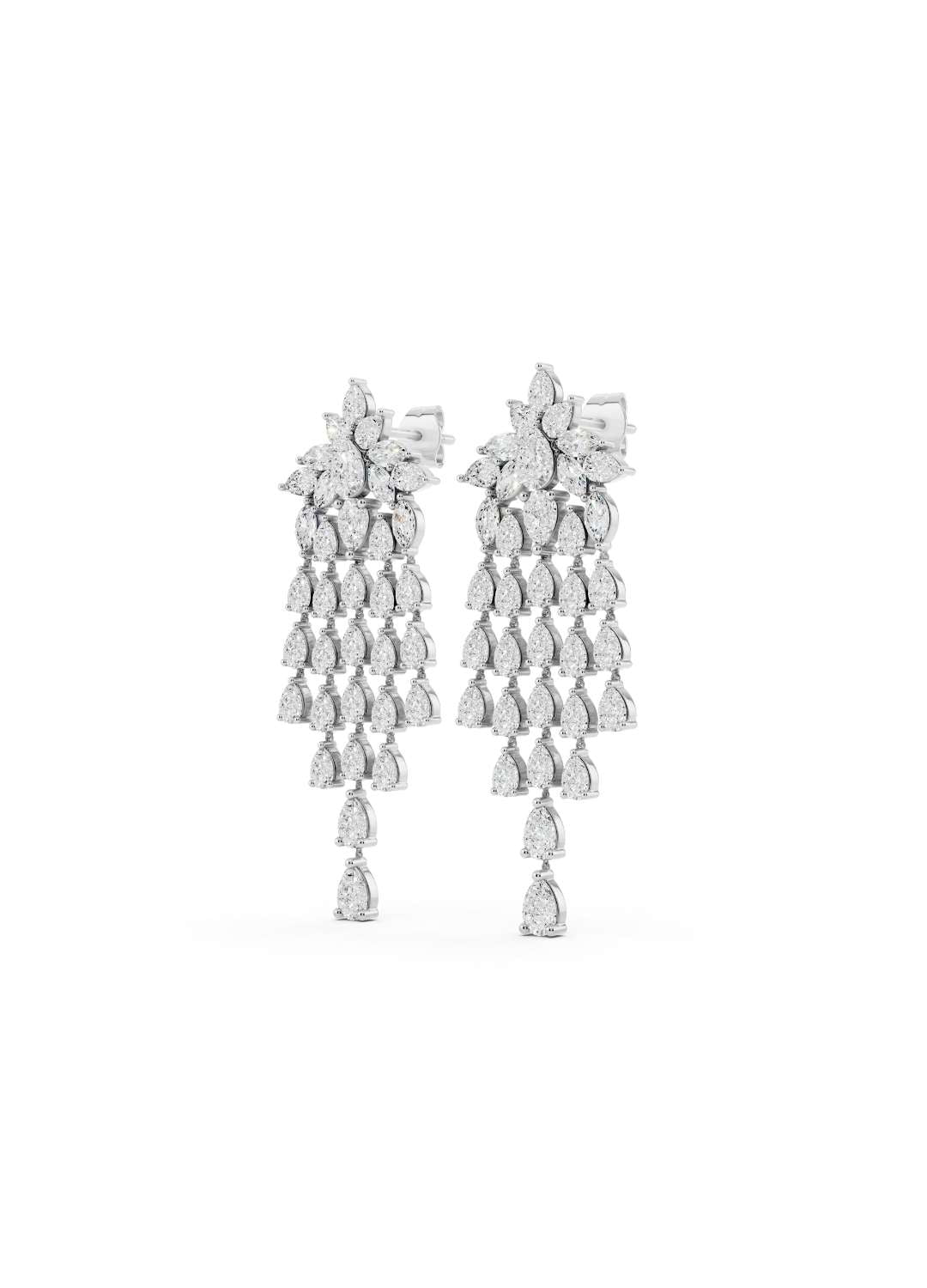 Pear Diamond Cascade Earrings Image 12