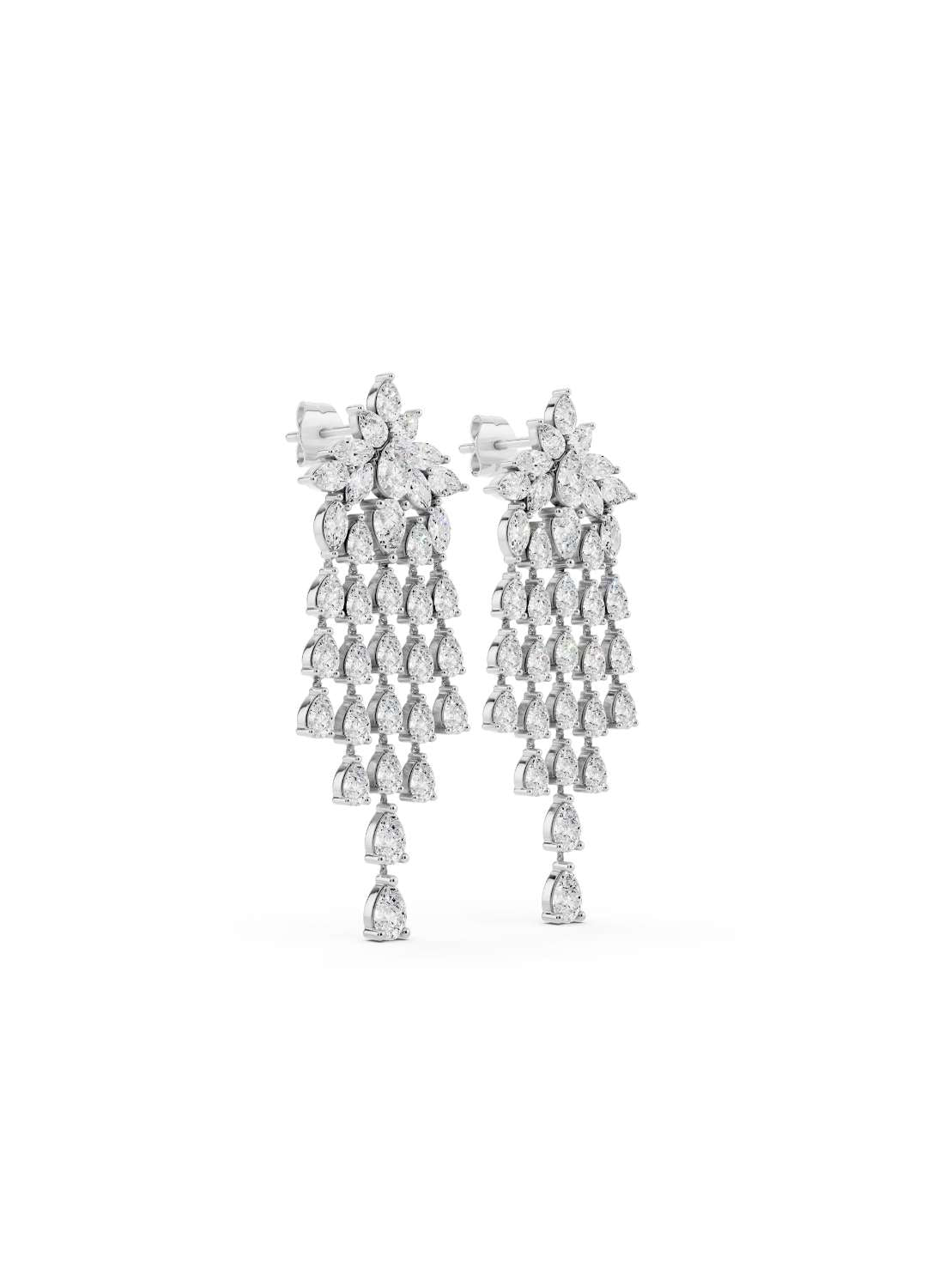 Pear Diamond Cascade Earrings Image 13