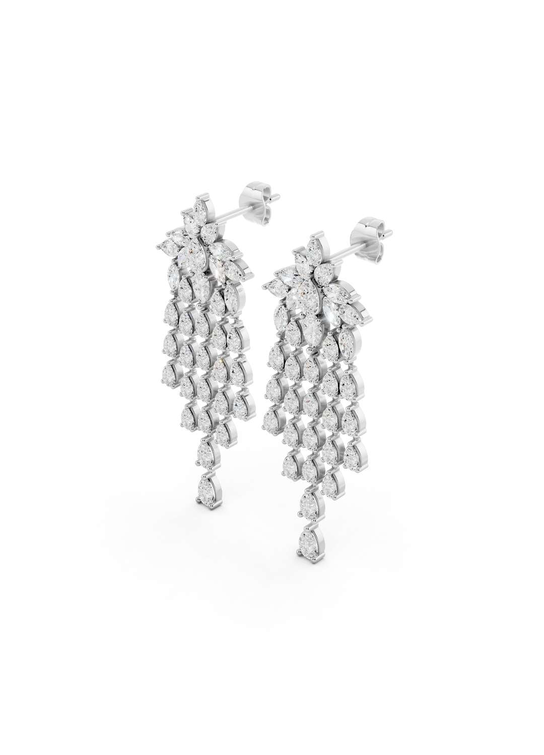 Pear Diamond Cascade Earrings Image 14