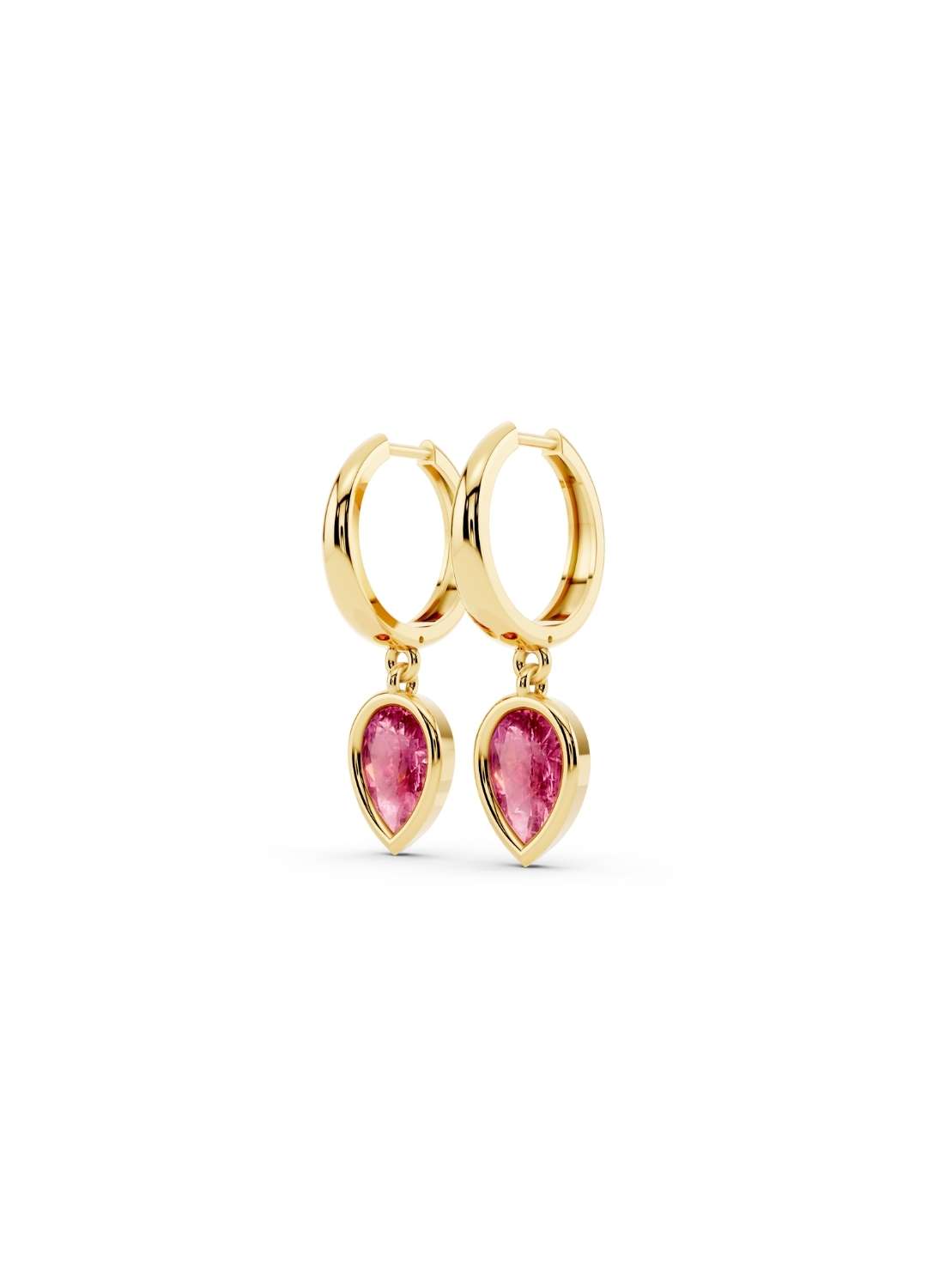 Pink Sapphire Drop Huggies Image 1