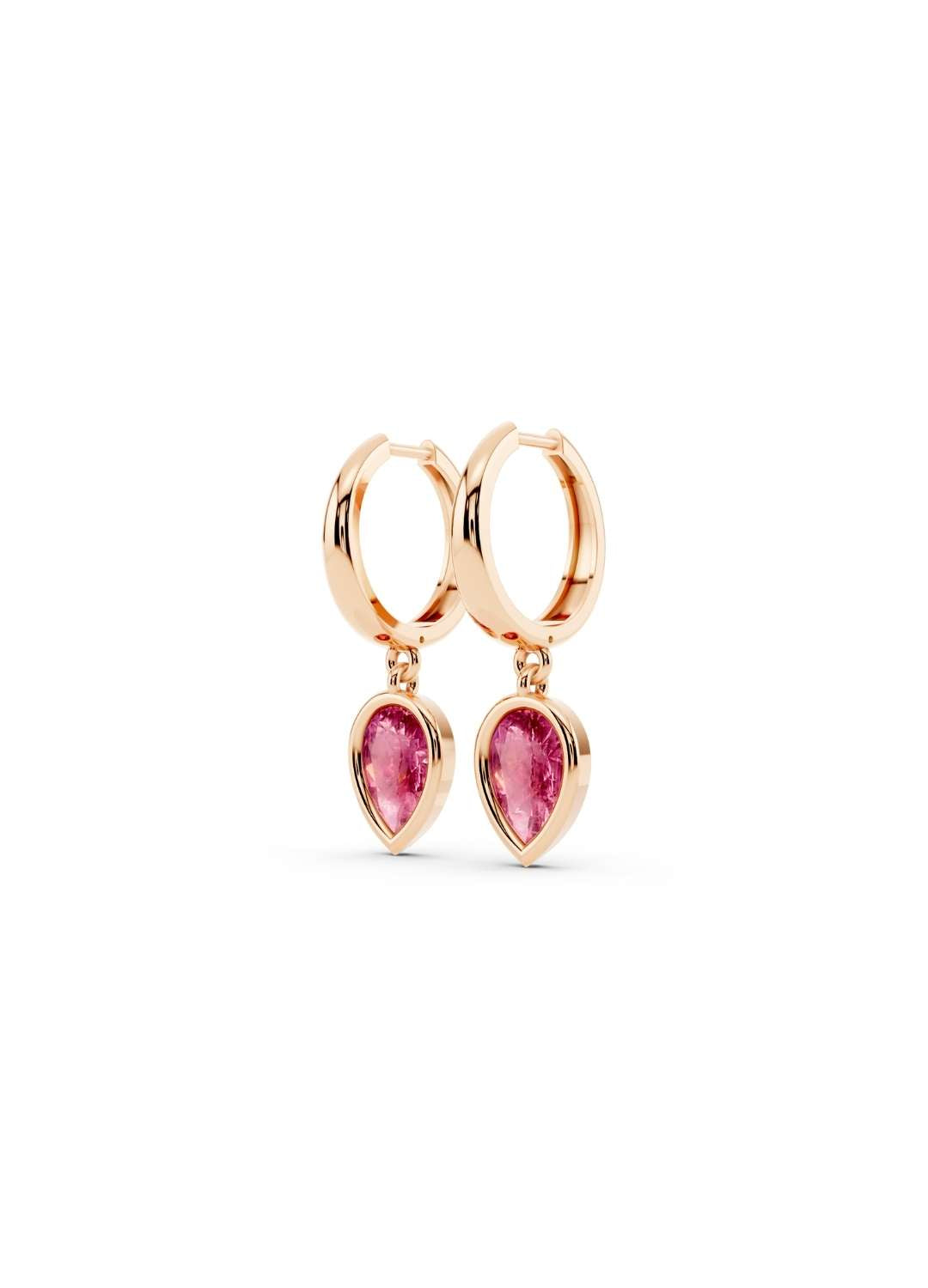 Pink Sapphire Drop Huggies Image 2