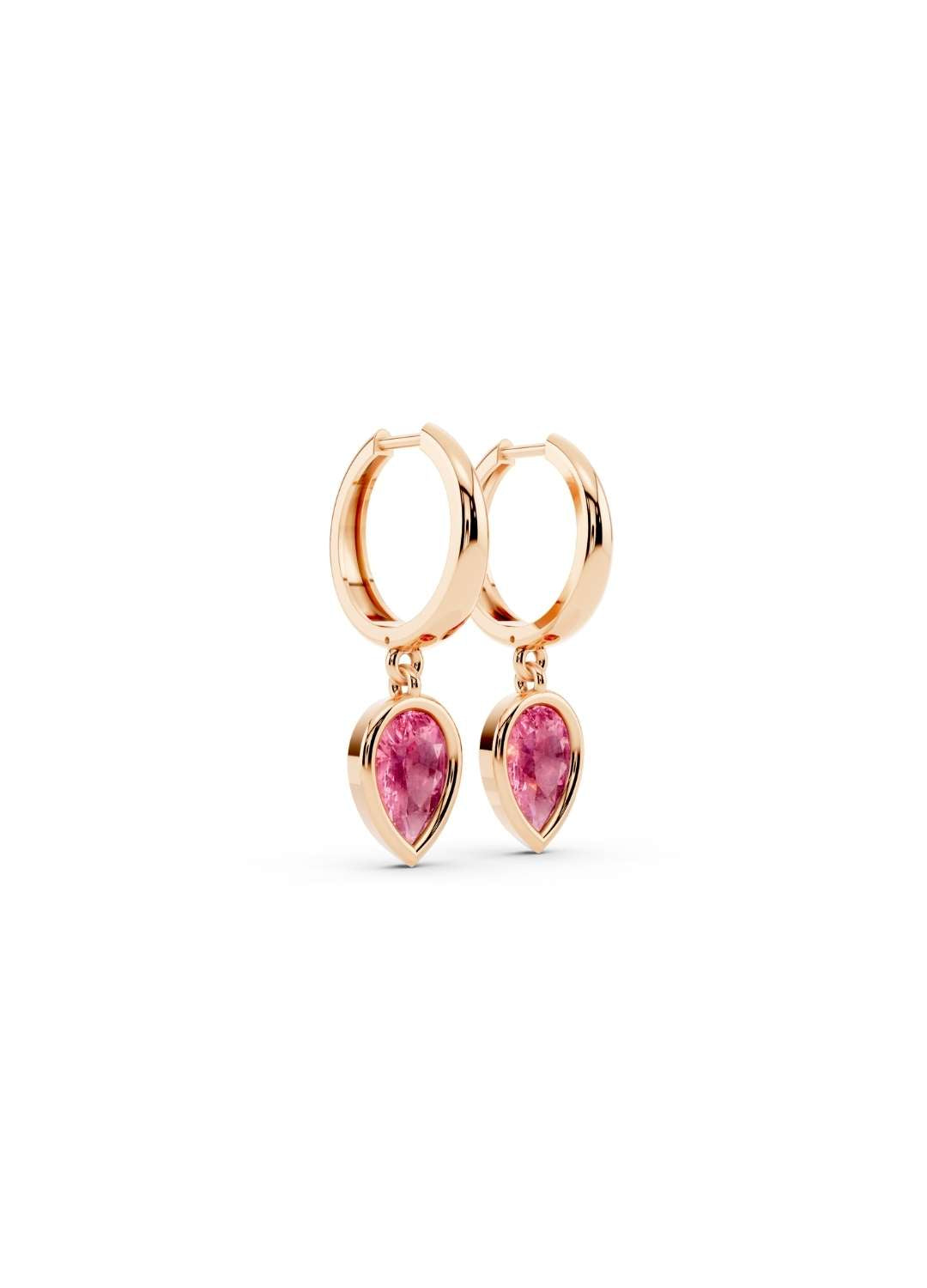Pink Sapphire Drop Huggies Image 3