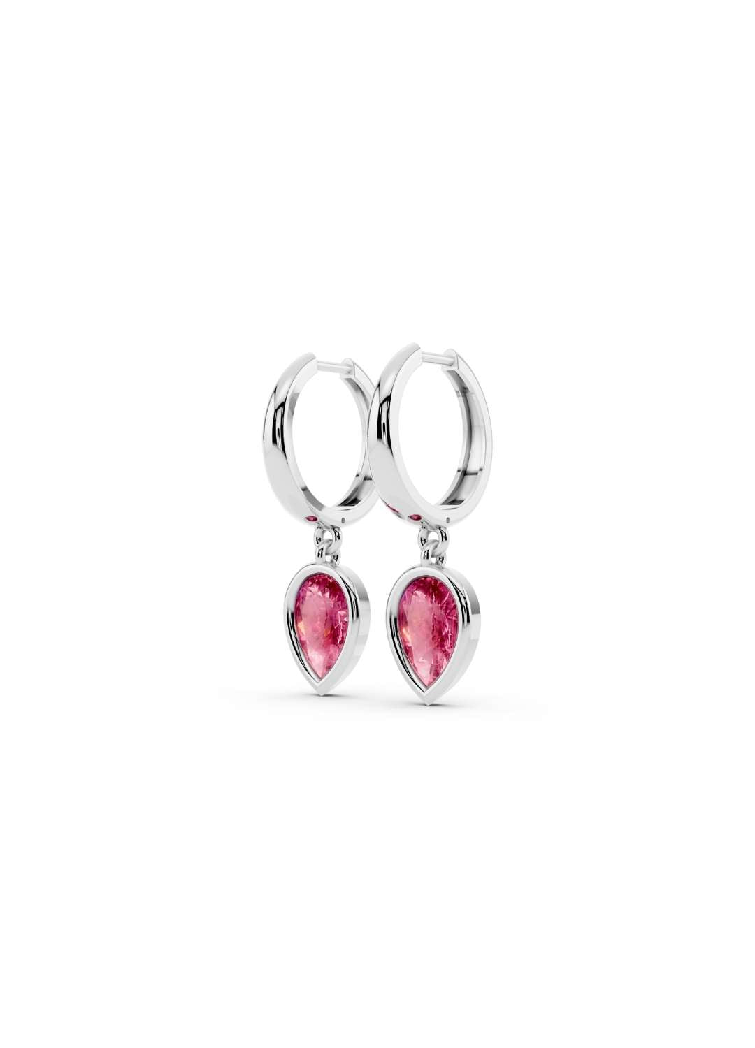 Pink Sapphire Drop Huggies Image 4