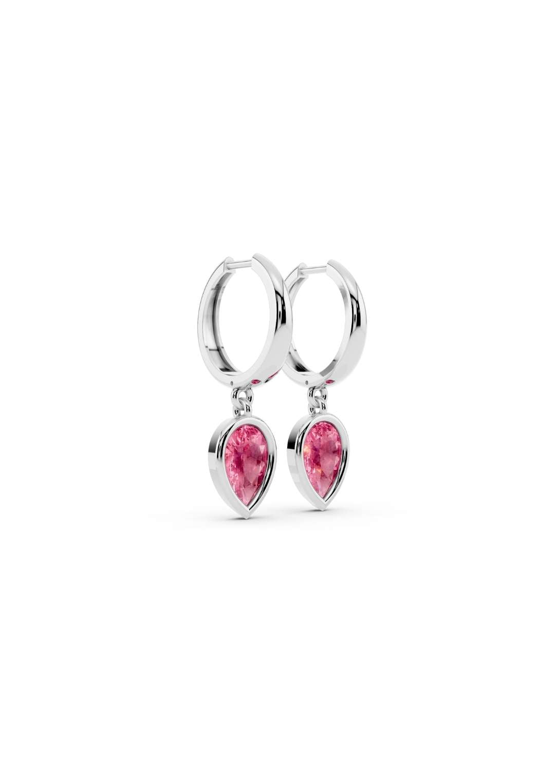 Pink Sapphire Drop Huggies Image 6