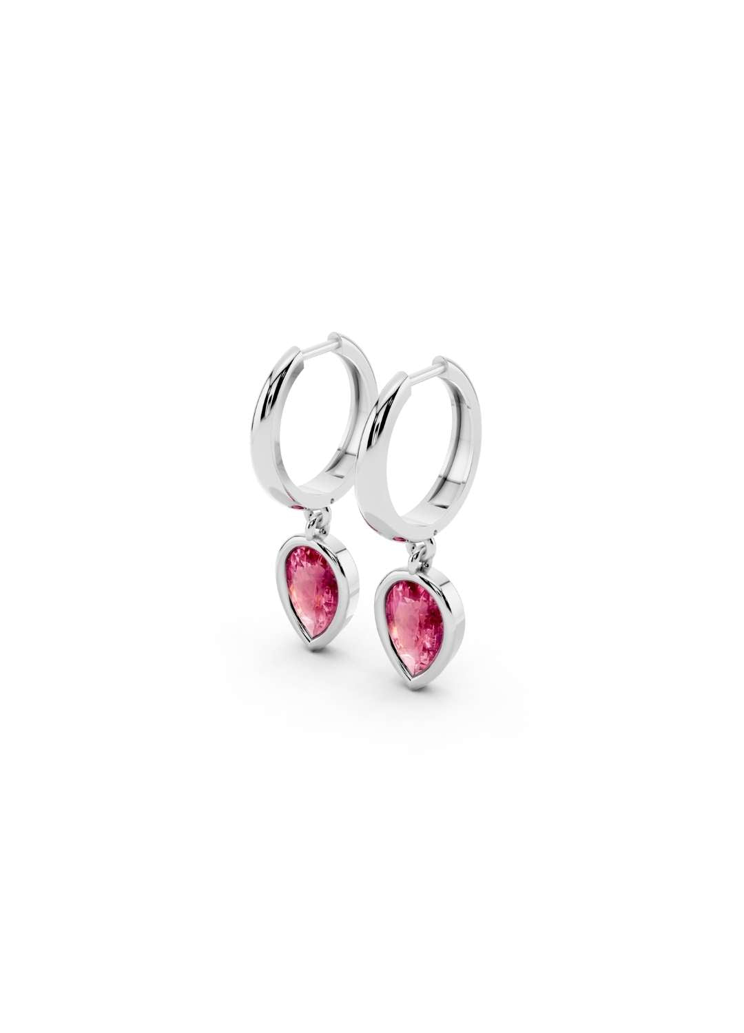 Pink Sapphire Drop Huggies Image 5