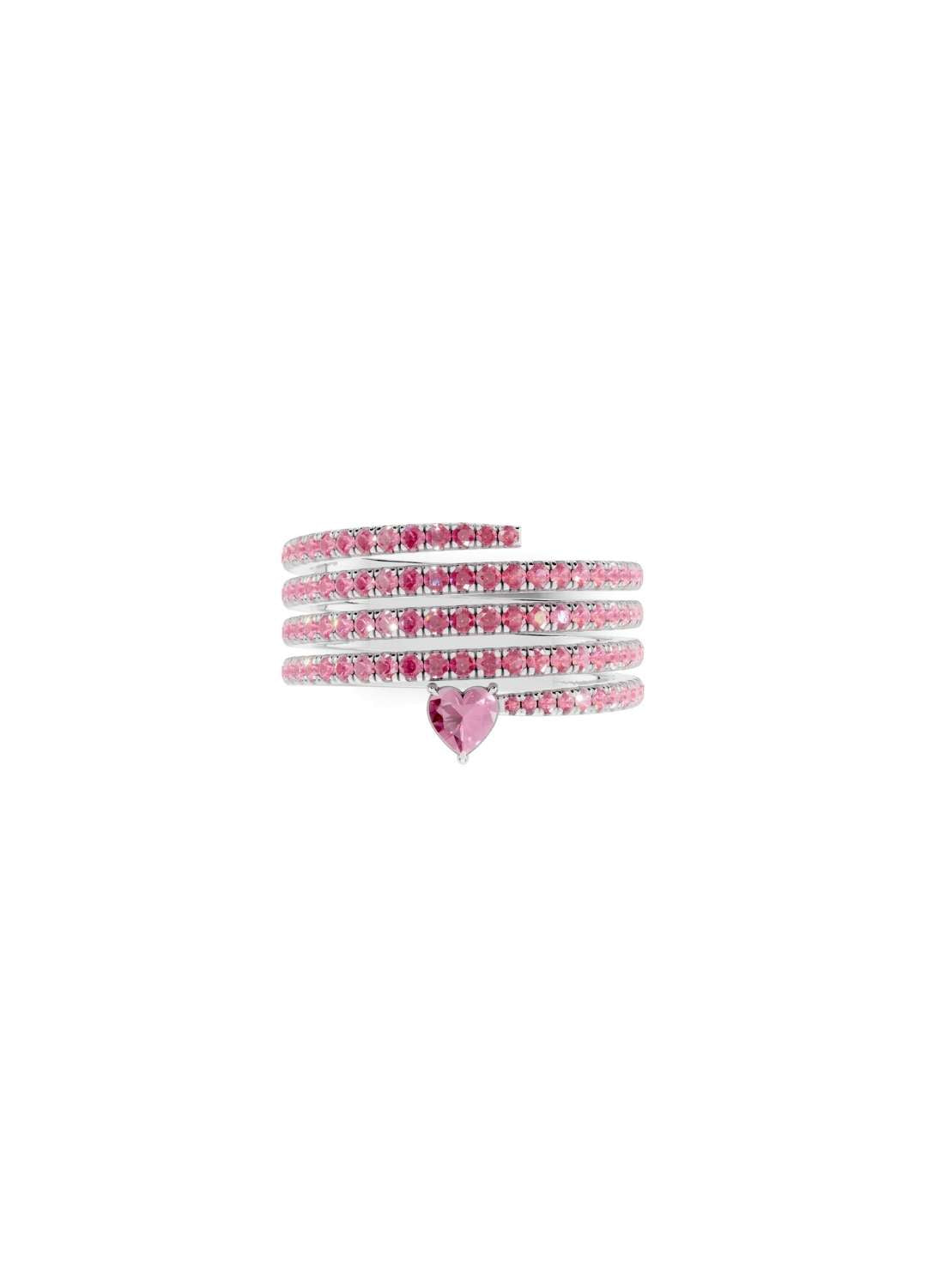 Pink Sapphire Heart Wrap Ring Image 11