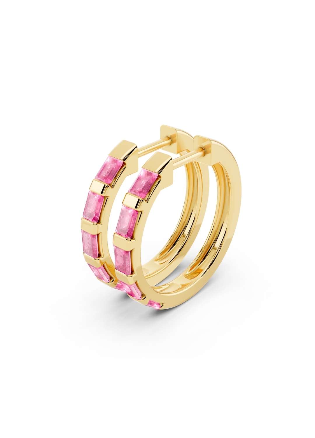 Pink Sapphire Hoops Image 3