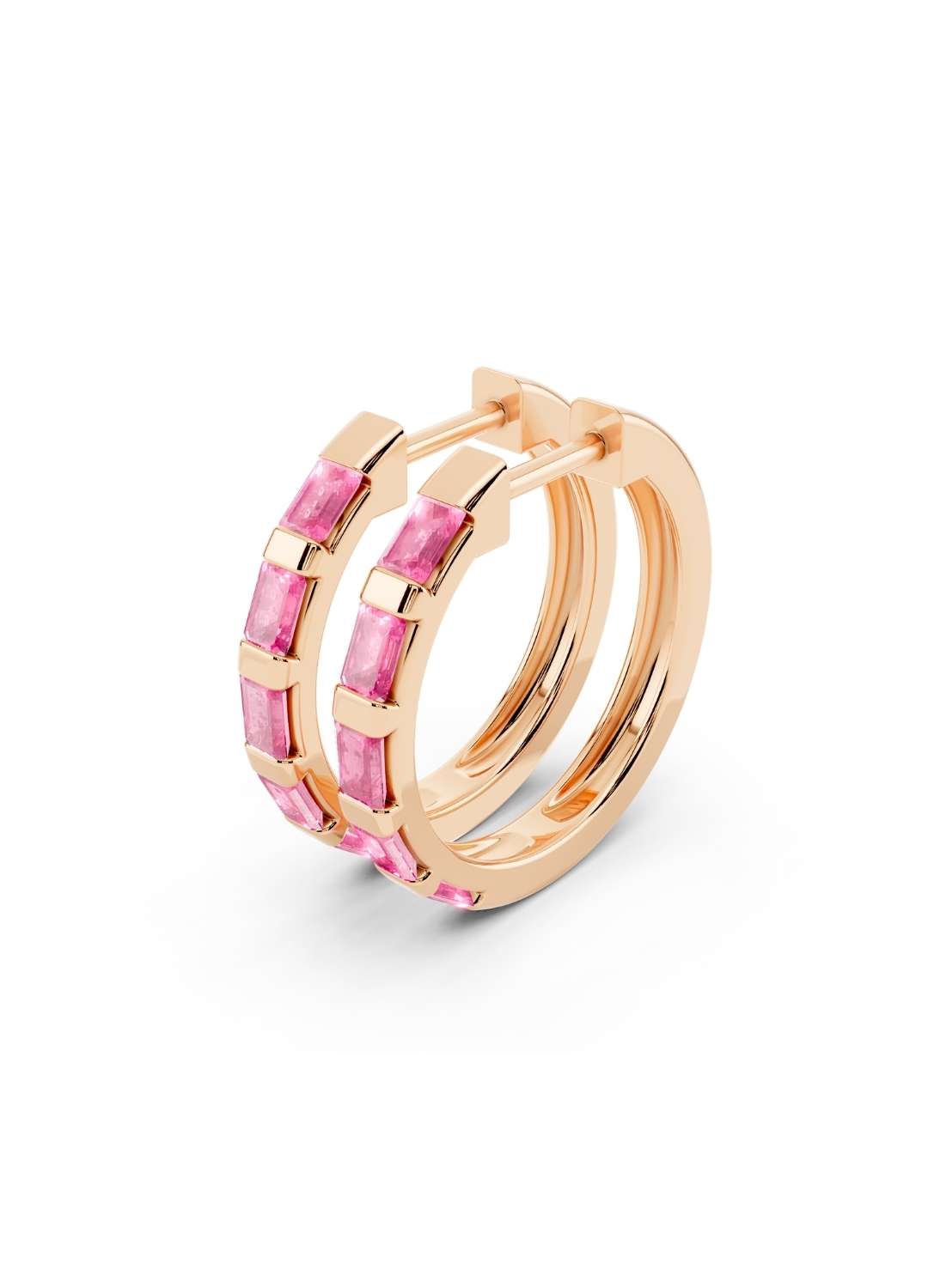 Pink Sapphire Hoops Image 6
