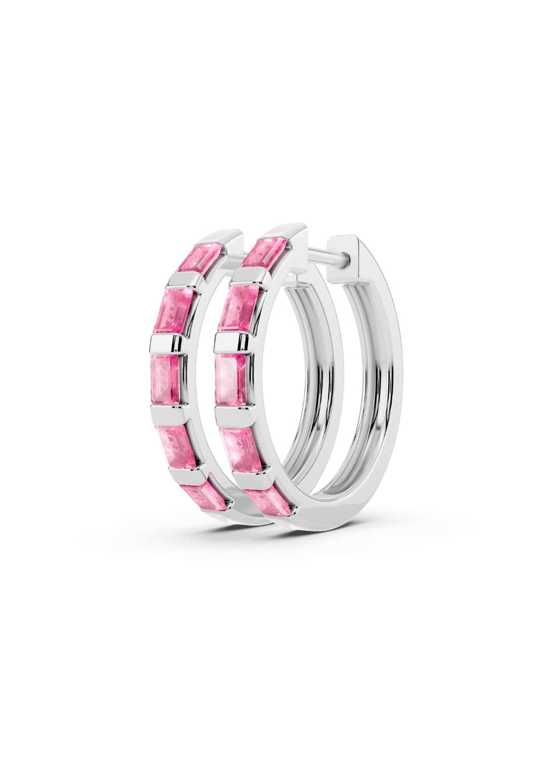 Pink Sapphire Hoops Image 7