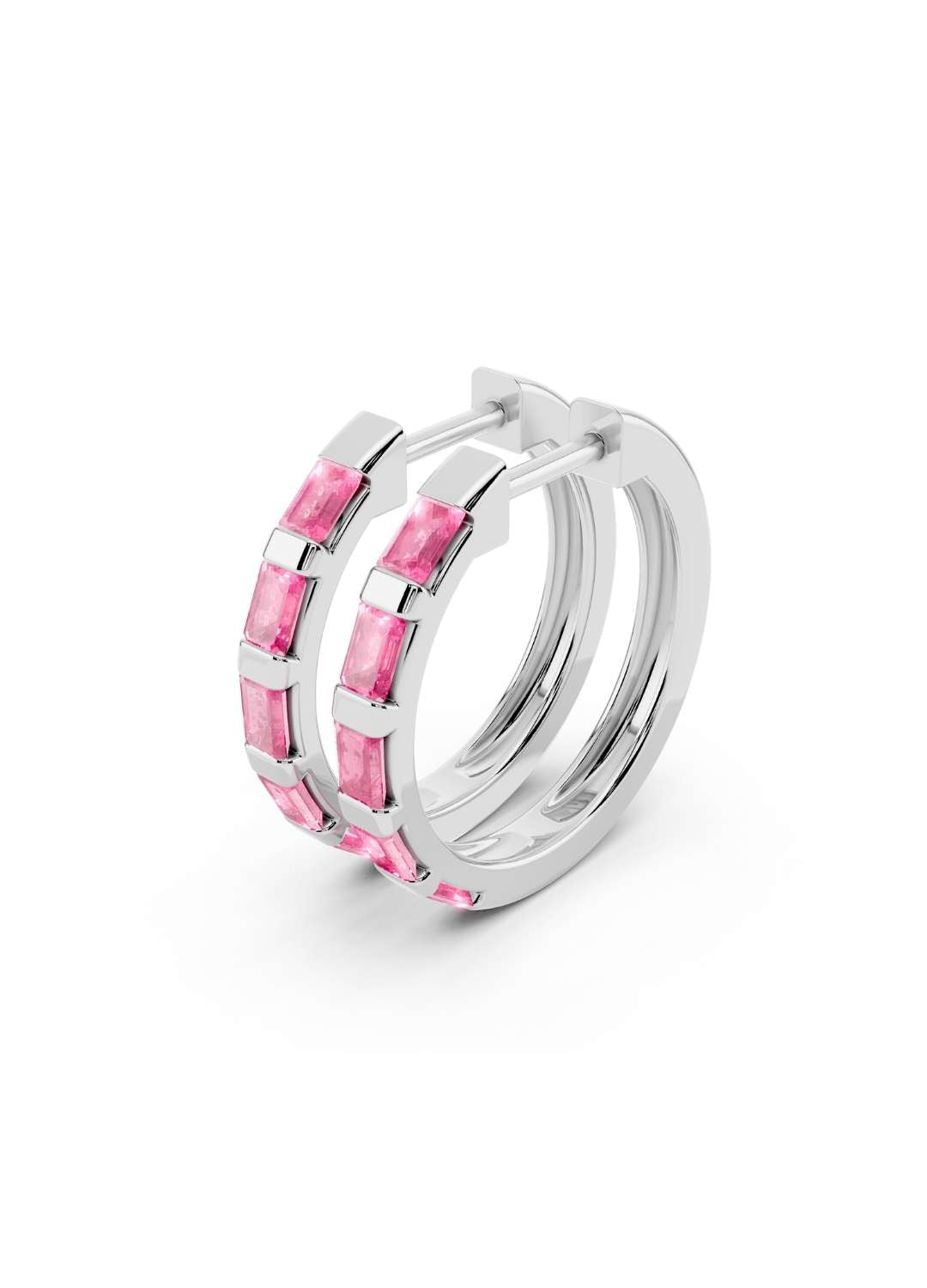 Pink Sapphire Hoops Image 8