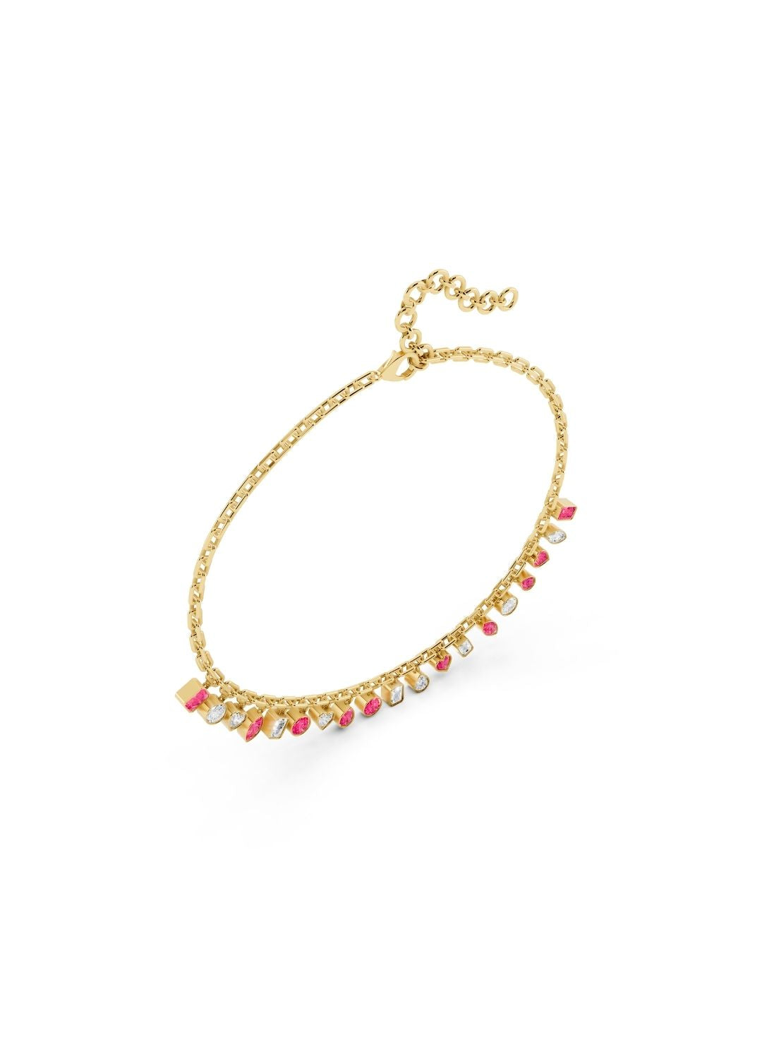 Pink Sapphire & Diamond Charm Necklace Image 3