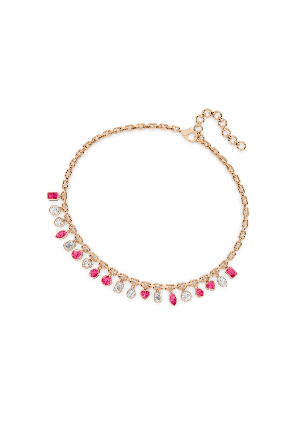Pink Sapphire & Diamond Charm Necklace Image 7