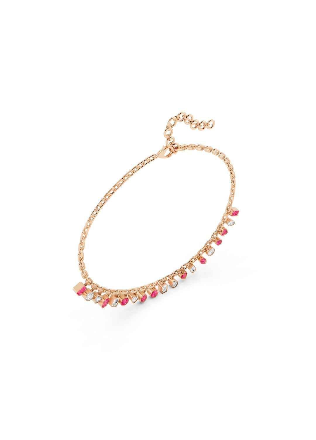 Pink Sapphire & Diamond Charm Necklace Image 9
