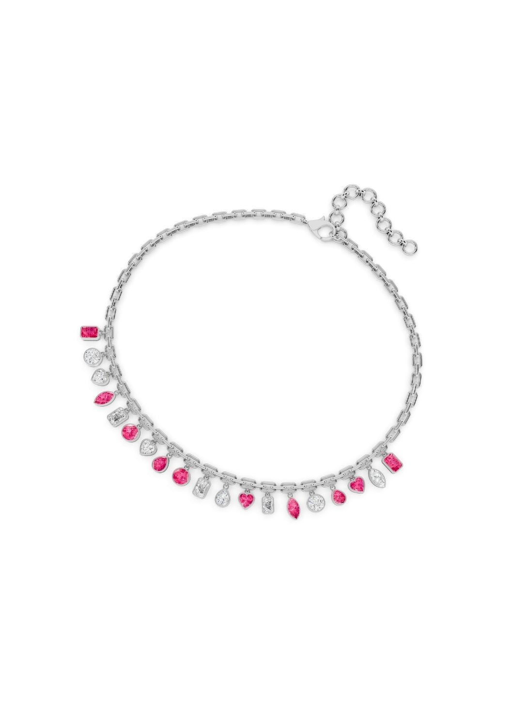 Pink Sapphire & Diamond Charm Necklace Image 12