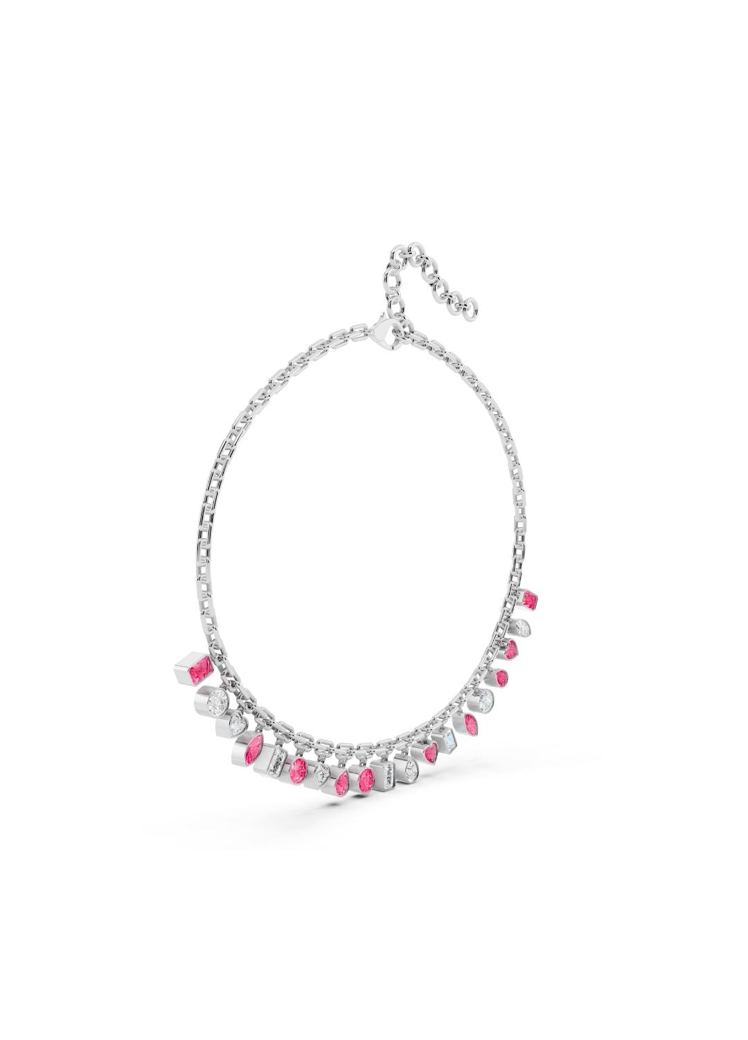 Pink Sapphire & Diamond Charm Necklace Image 13
