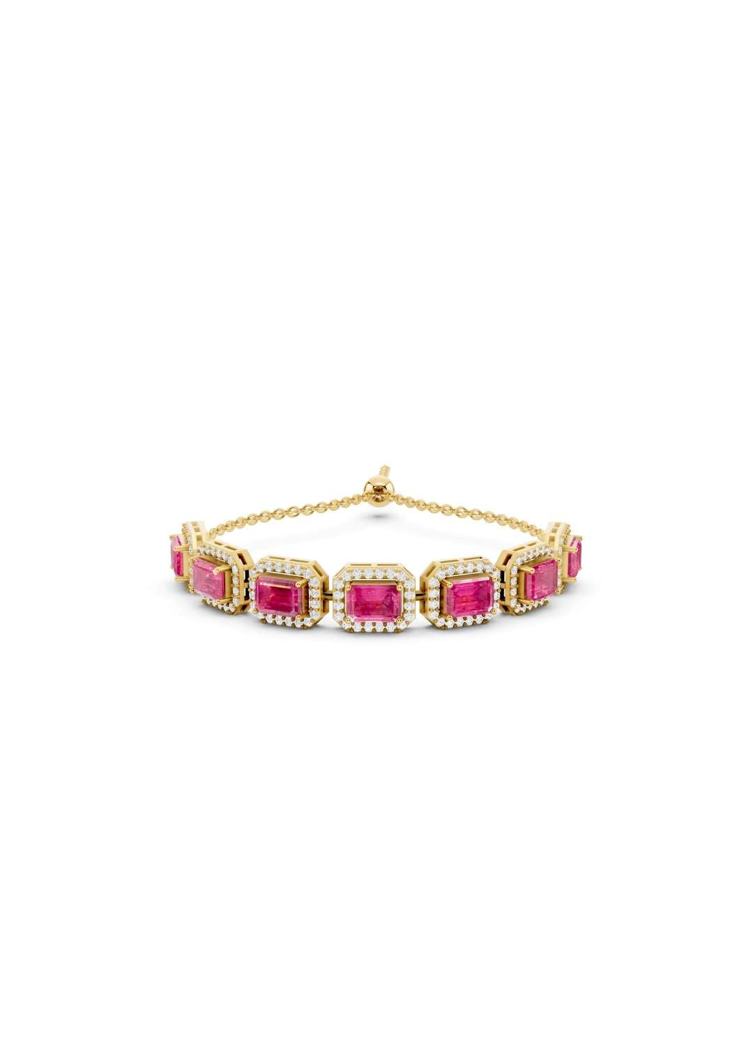 Pink Sapphire & Diamond Halo Bracelet Image 1