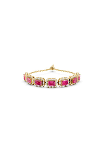 Pink Sapphire & Diamond Halo Bracelet Image 1