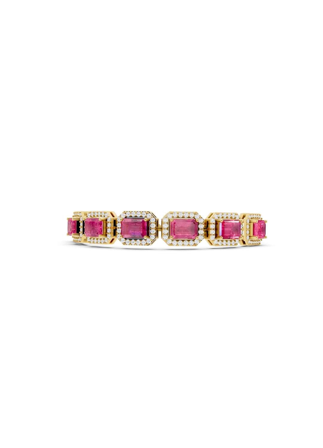 Pink Sapphire & Diamond Halo Bracelet Image 3